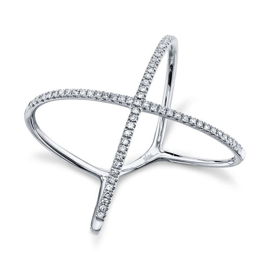 0.18Ct 14K WG Diamond "X" Ring