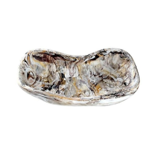 Rectangle Scallop Bowl | Mocha Swirl