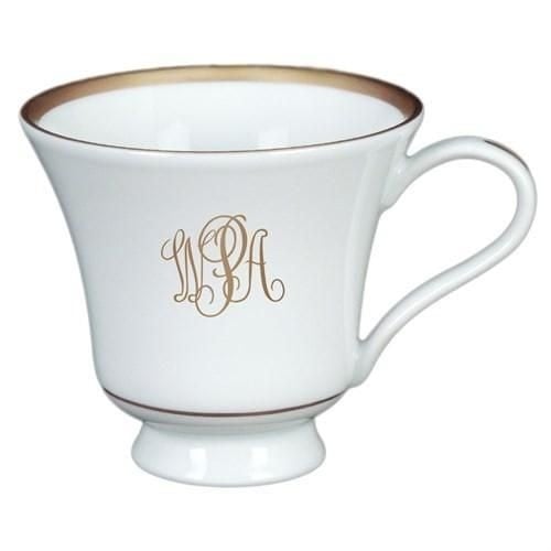 Signature Ultra-White Gold Margaret Tea Cup | 7.5oz Monogrammed