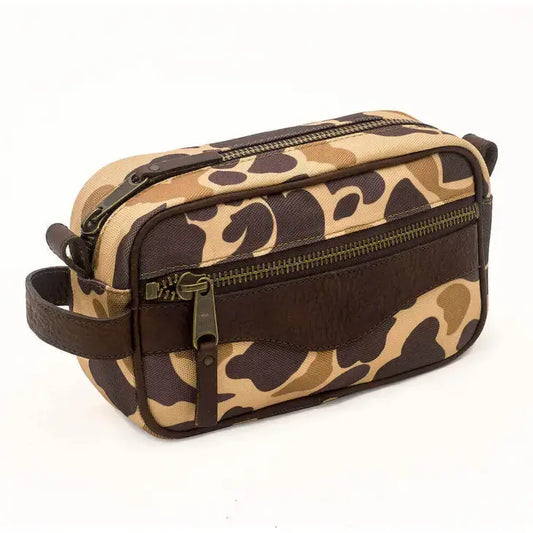 Campaign Waxed Canvas Toiletry Shave Kit | Vintage Camo Smoke