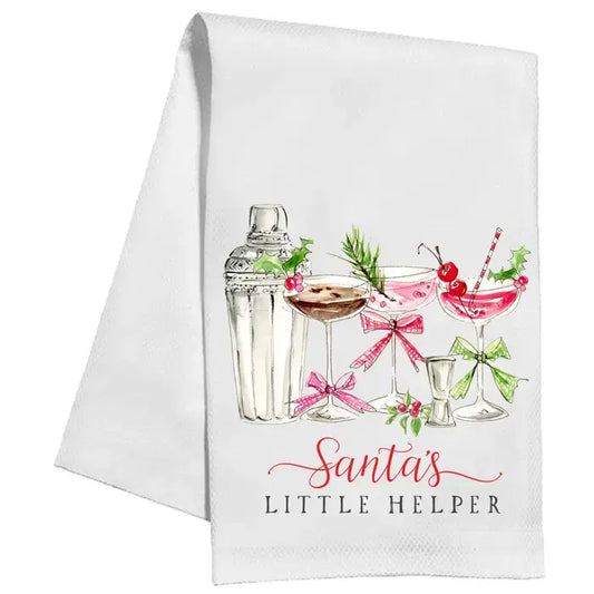 Kitchen Towel Santa's Little Helper Christmas Cocktails