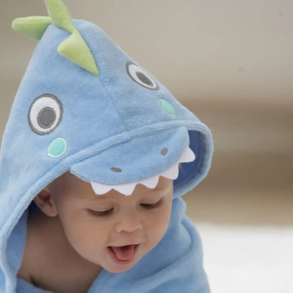 Hooded Baby Bath Wrap | Blue Dinosaur