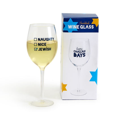 Hanukkah Wine Glass - Assorted
