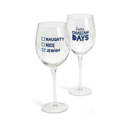 Hanukkah Wine Glass - Assorted