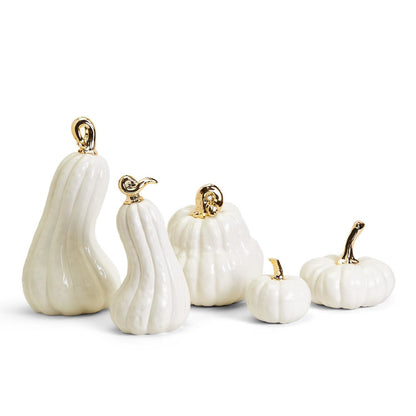 White & Gold Stem Pumpkin Set/5