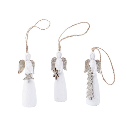 White/Glitter Angel Ornament - Assorted