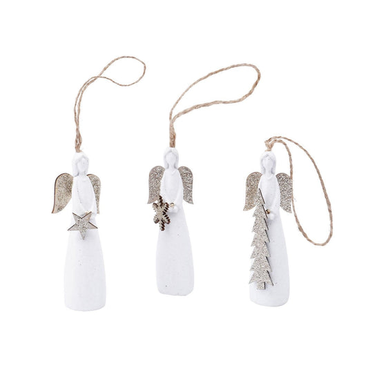 White/Glitter Angel Ornament - Assorted