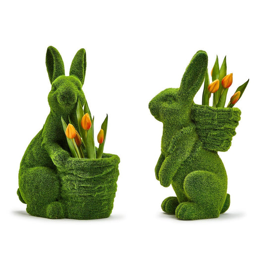Faux Moss Bunny with Basket