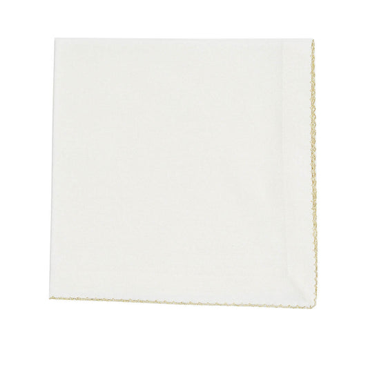 Linen Napkin 20x20 | White Gold Crochet Edge