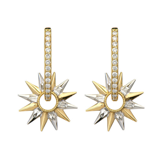 SINGLE | Diamond Baguette Open Starburst Earring Charm | .11c GSI 14k
