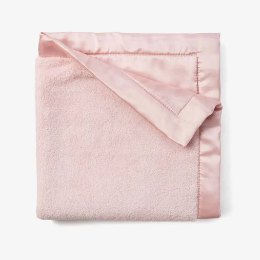 Luxury Fleece + Satin Trim Security Blanket | 20in x 20in Pink