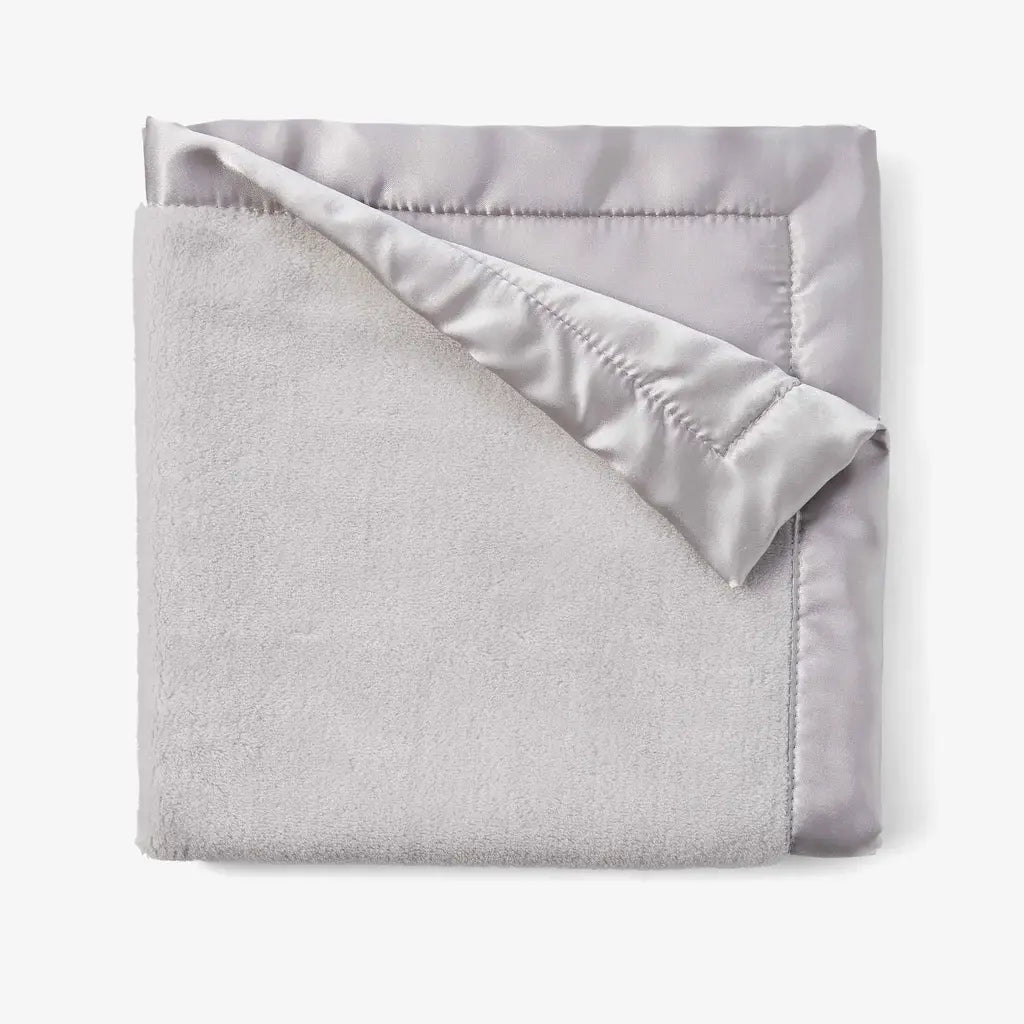 Luxury Fleece + Satin Trim Security Blanket | 20in x 20in Gray