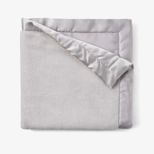 Luxury Fleece + Satin Trim Security Blanket | 20in x 20in Gray
