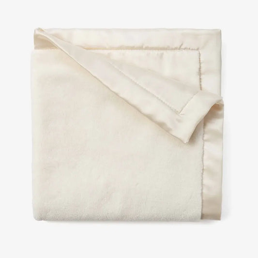 Luxury Fleece + Satin Trim Security Blanket | 20in x 20in Cream