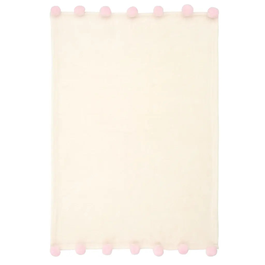 Pom Pom Fleece Stroller Blanket | Pink 30in x 40in