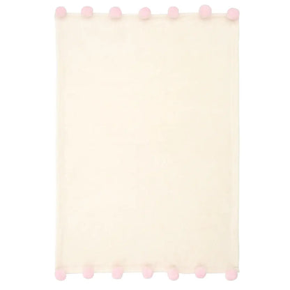 Pom Pom Fleece Stroller Blanket | Pink 30in x 40in