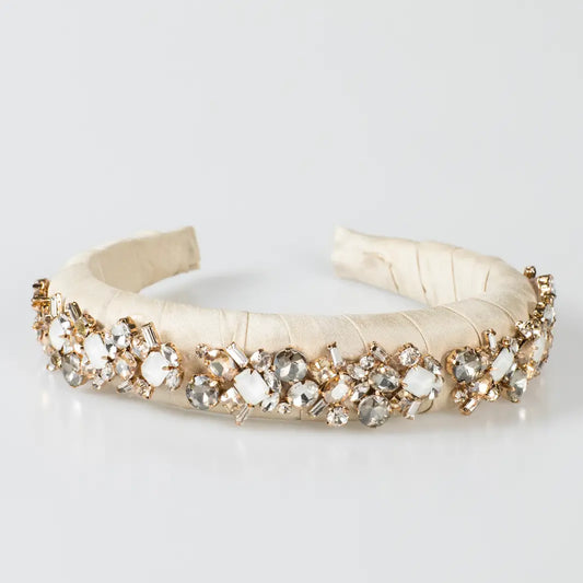 Phoebe Crystal Puff Headband | Tan