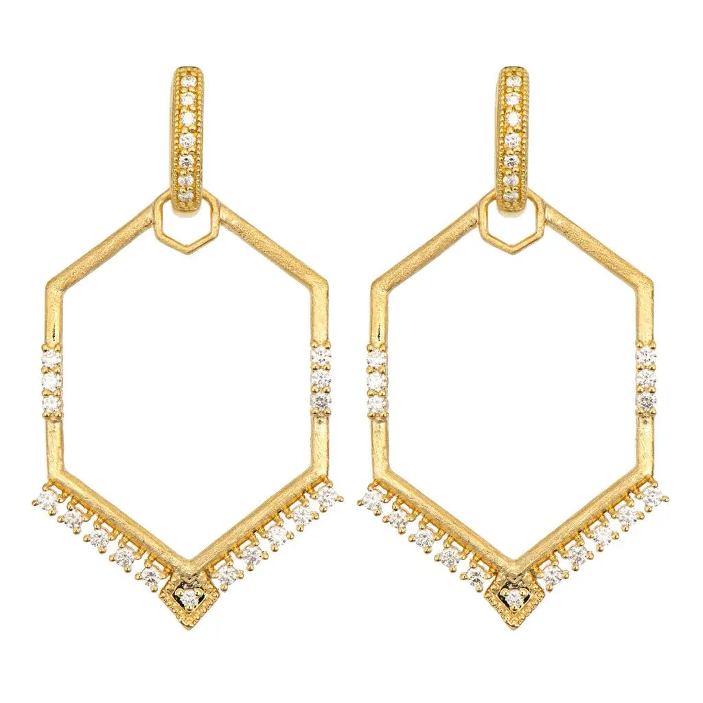 Diamond Empress Elongated Hexagon Charms |18k