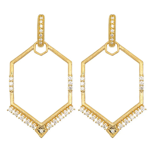 Diamond Empress Elongated Hexagon Charms |18k