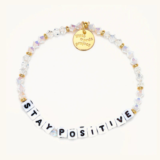 Stay Positive Icy Beaded Stretch Bracelet