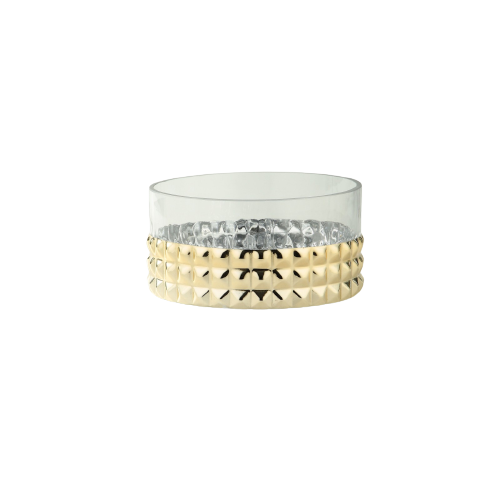Glass Studded Bowl | Clear + Gold 4in