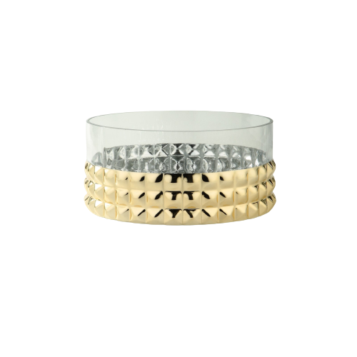Glass Studded Bowl | Clear + Gold 4.5in