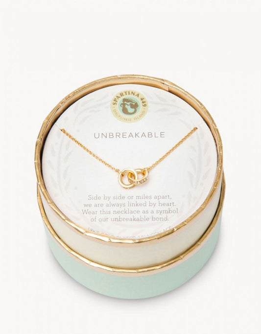 Unbreakable Double Rings 18k Gold Plate Necklace 18-21"