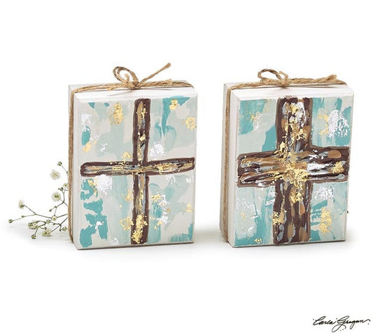 Wood Block Cross Art