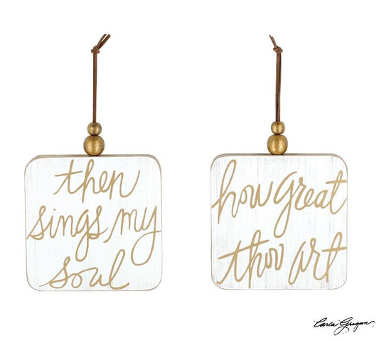 Gold Square Message Ornament
