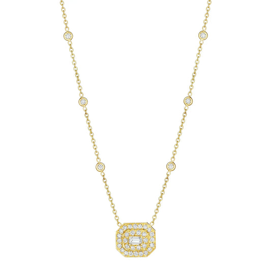 Emerald-Cut Art Deco Necklace | 1.55c 18k YG