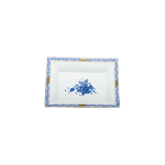 Herend Chinese Bouquet Blue Jewelry Tray | 7.5x6.25in