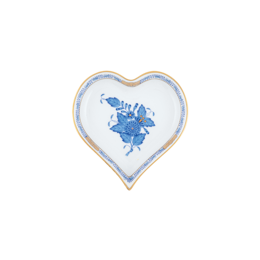 Herend Chinese Bouquet Blue Small Heart Tray | 4x4in