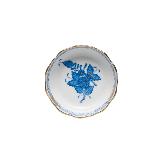 Herend Chinese Bouquet Blue Mini Scalloped Dish | 3.25inx.75in