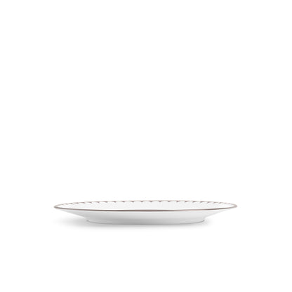 L'Objet Aegean Filet White Platinum Hand Painted Porcelain Dessert Plate | 9in