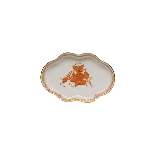 Herend Small Scalloped Tray | 5.5in Chinese Bouquet Rust
