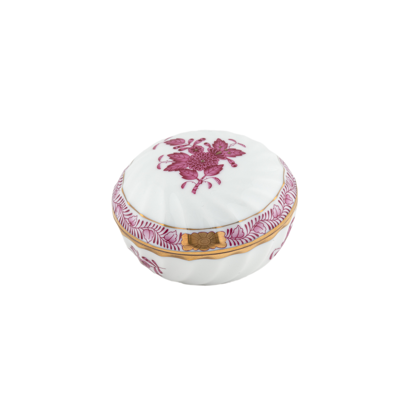 Herend Chinese Bouquet Raspberry Round Ring Box | 2.75in