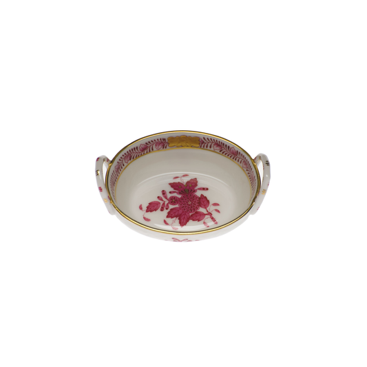 Herend Chinese Bouquet Raspberry Small Basket with Handles | 2.75in