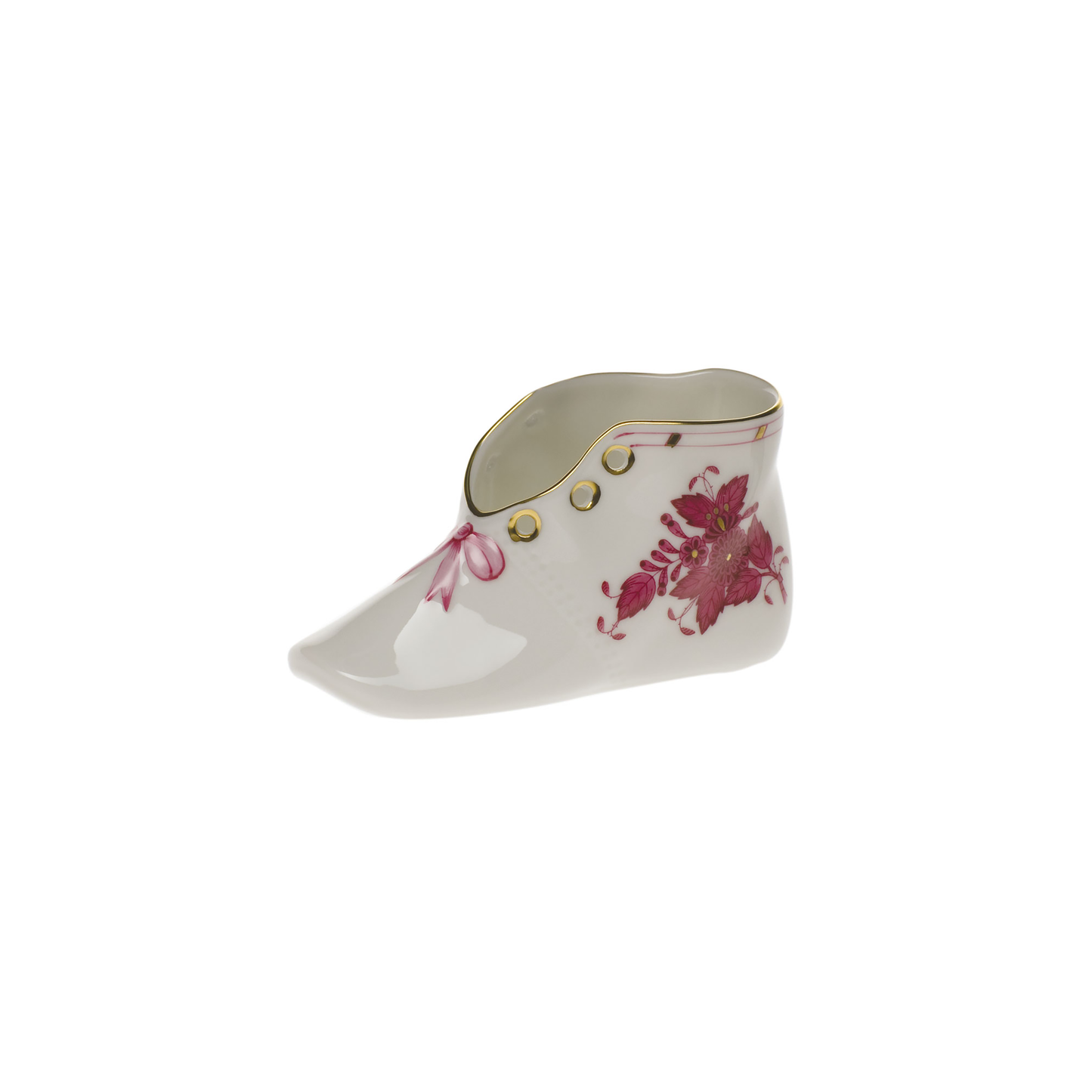 Herend Chinese Bouquet Raspberry Baby Shoe Figurine | 4.5x2.75in