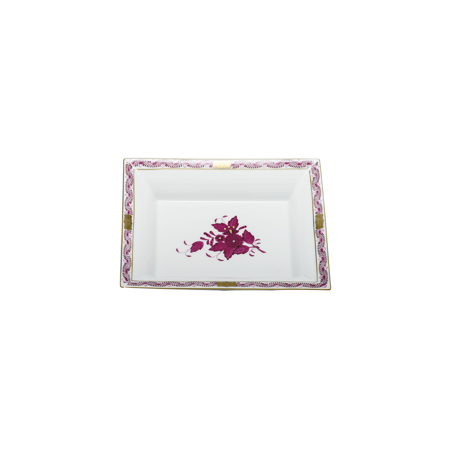 Herend Chinese Bouquet Raspberry Jewelry Tray | 7.5x6.25n