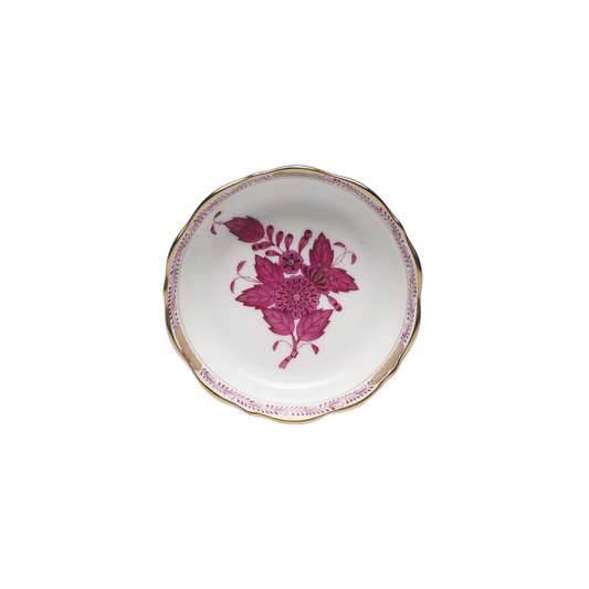 Herend Chinese Bouquet Raspberry Mini Scalloped Dish | 3.25x.75in