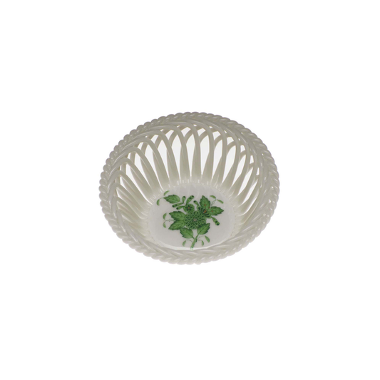 Herend Small Openwork Basket | 3.75in Green