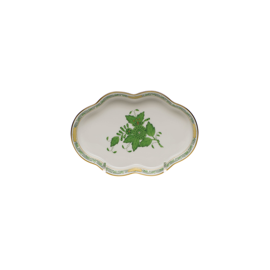 Herend Chinese Bouquet Green Small Scalloped Tray | 5.5in