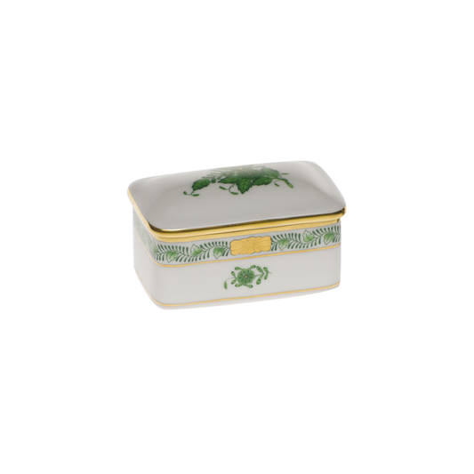 Herend Chinese Bouquet Green Rectangular Box | 3x2in