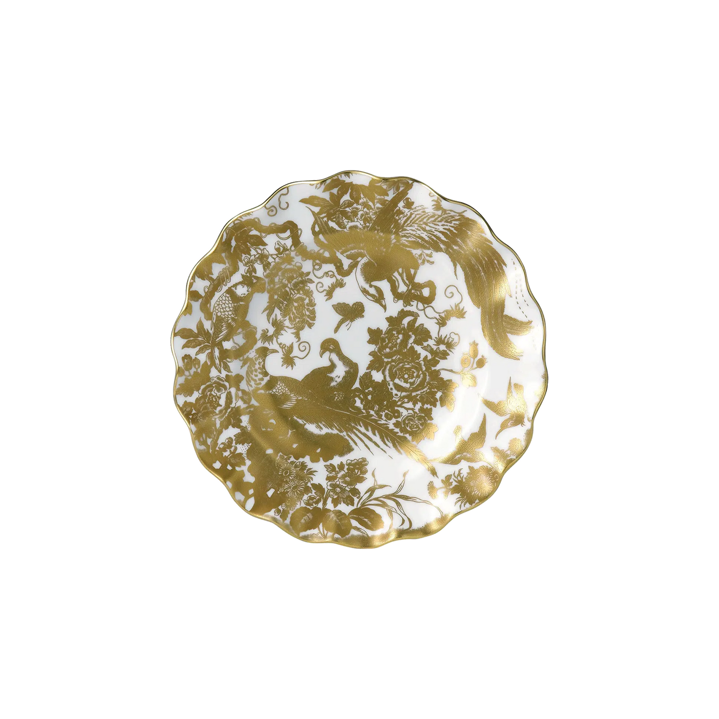 Royal Crown Derby Aves Gold Fluted Dessert Plate | 8.5in