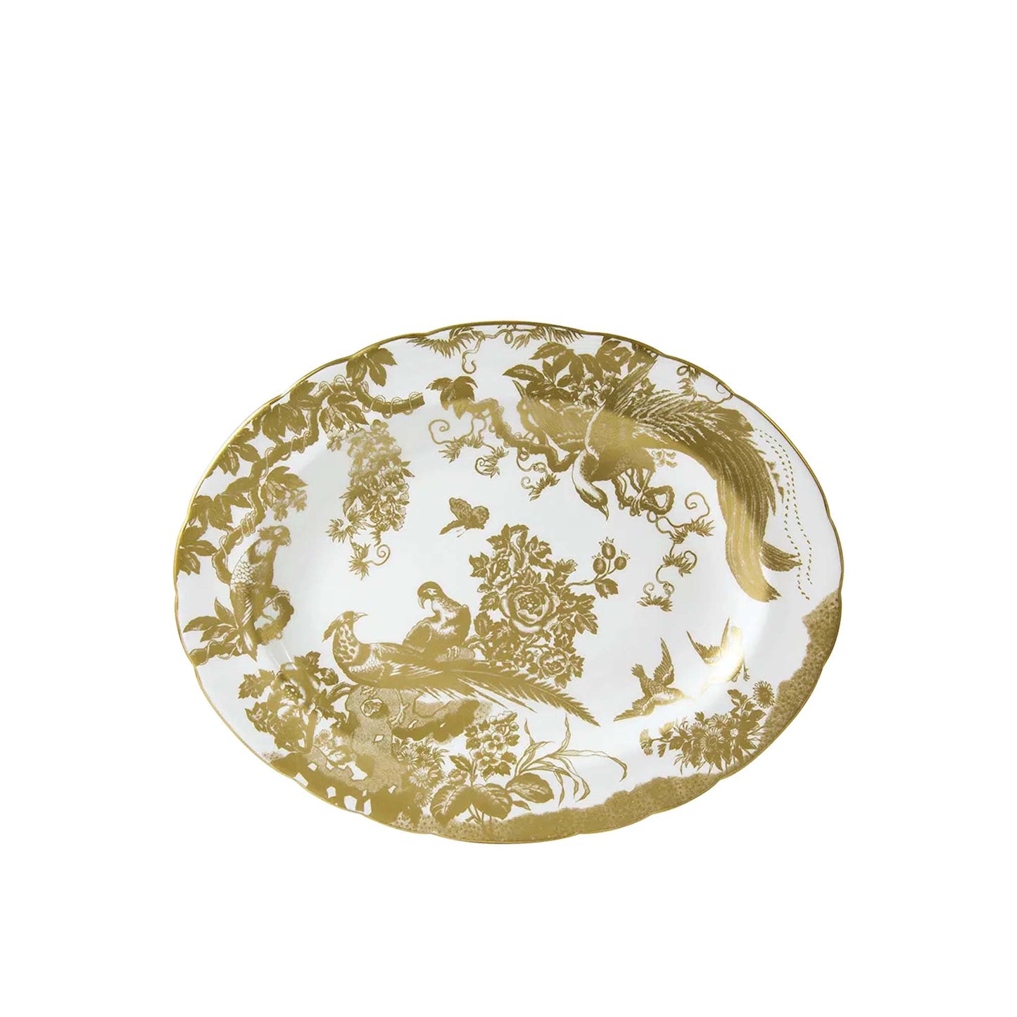 Royal Crown Derby Aves Gold Small Oval Dish | 13.5in