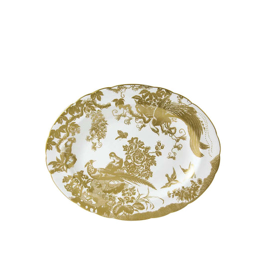 Royal Crown Derby Aves Gold Small Oval Dish | 13.5in