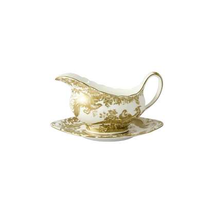 Royal Crown Derby Aves Gold Sauce Boat | 16oz