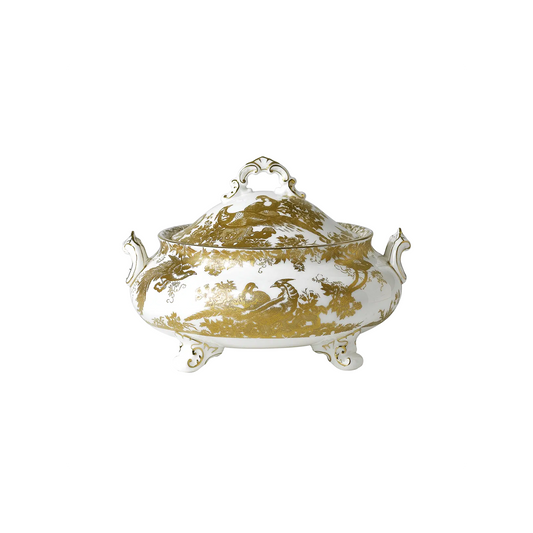 Royal Crown Derby Aves Gold Covered Vegetable Dish | 60oz