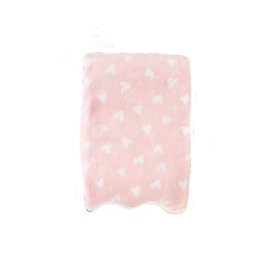 Weezie Towels Luxury Patterned Scallop Edge Bath Towel | Pink Hearts + White Piping