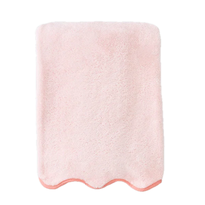 Weezie Towels Luxury  Scallop Edge Bath Towel | Pink + Coral Piping